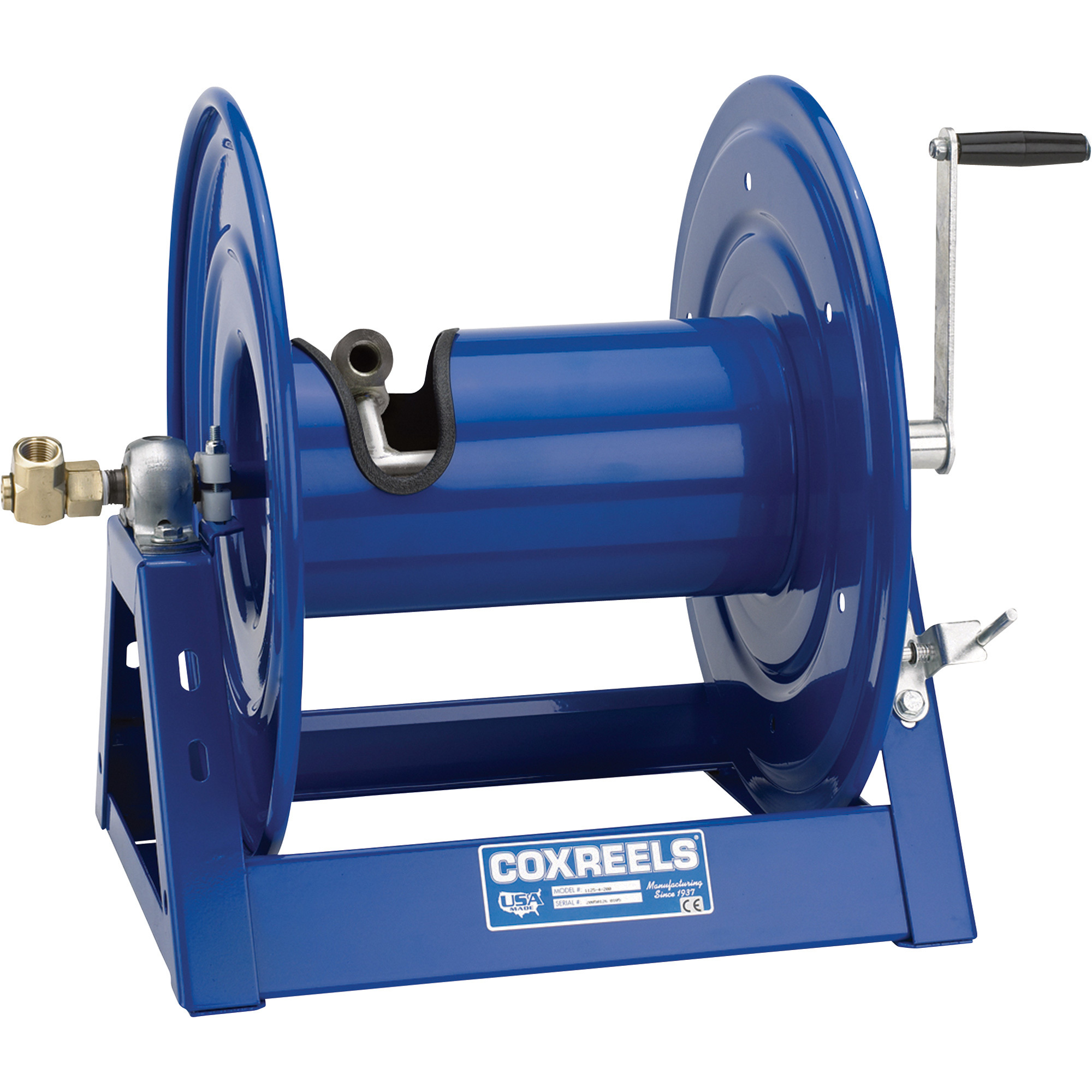 Coxreels Hand-Crank Hose Reel, 3000 PSI, 100ft. x 1/2in. Capacity, Model# 1125-4-100-BVXX